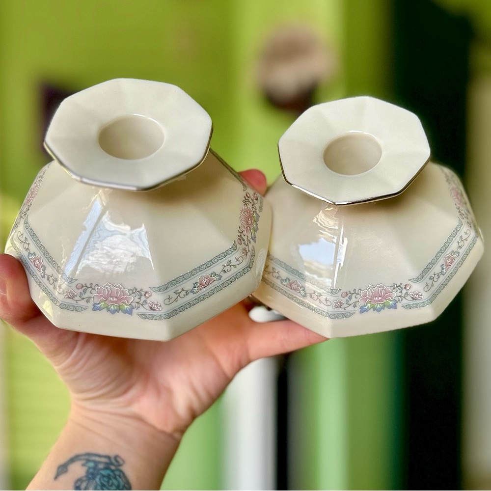 VTG Lenox Dainty Elegant Floral Porcelain Candlestick Holder Luxury Decor Art - Picture 11 of 11